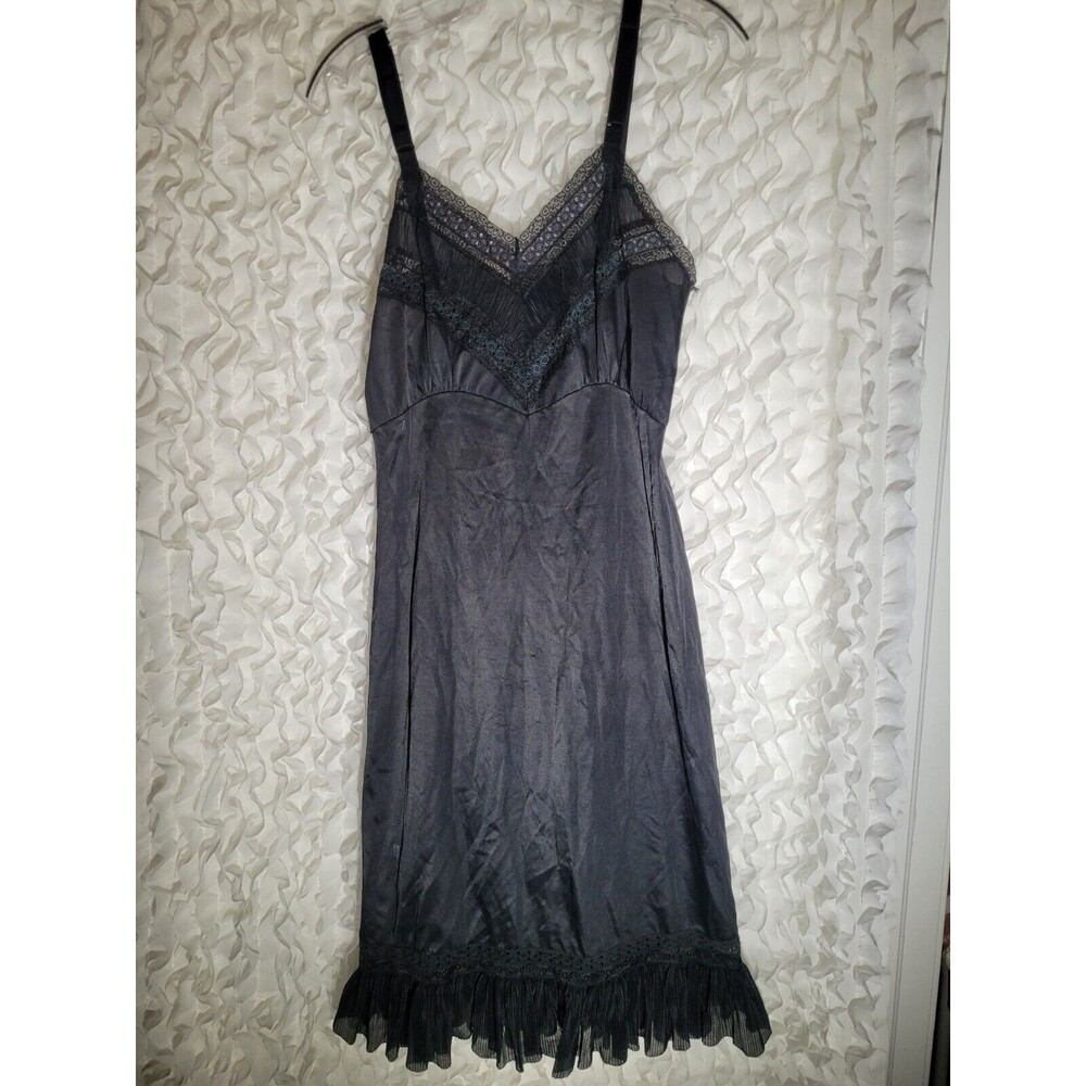 Vintage Adonna Black Nylon Nightgown 34 Regular